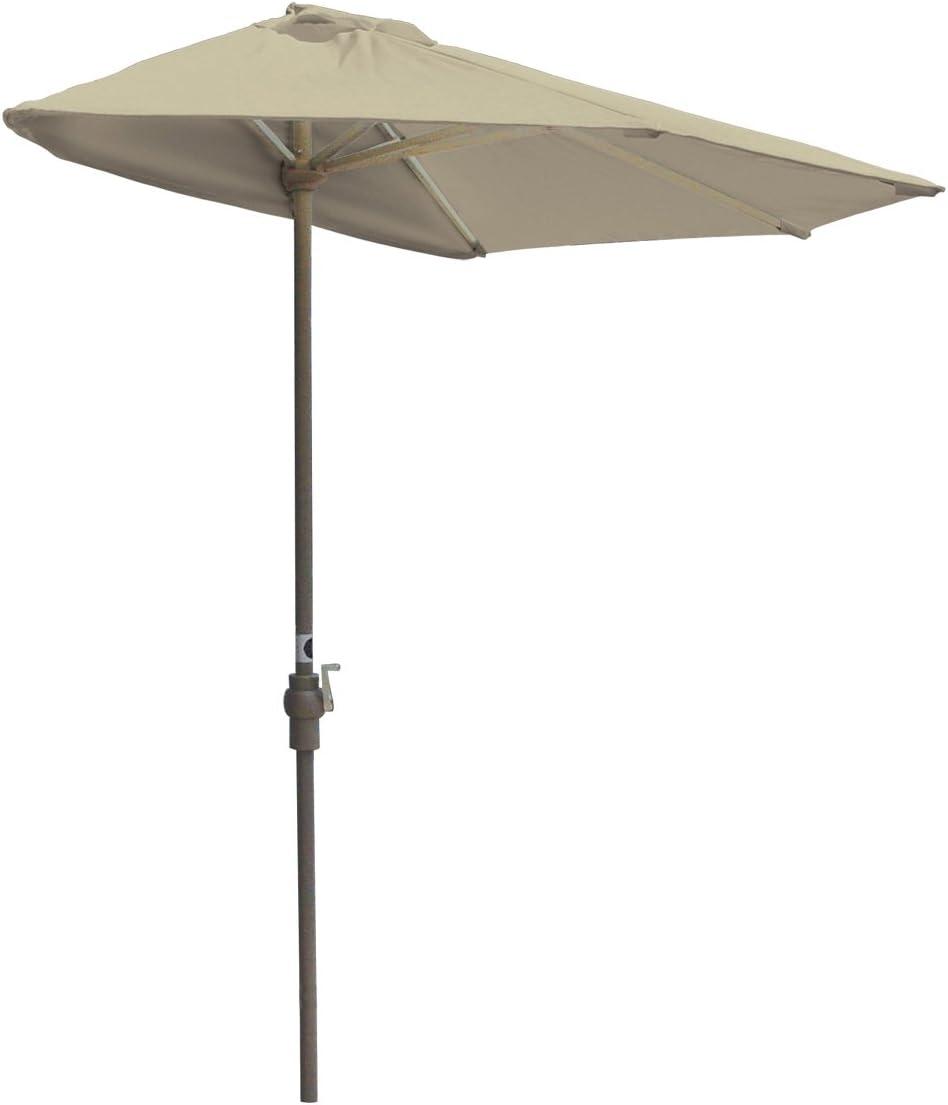 Champagne Aluminum 9' Antique Beige Sunbrella Half-Umbrella