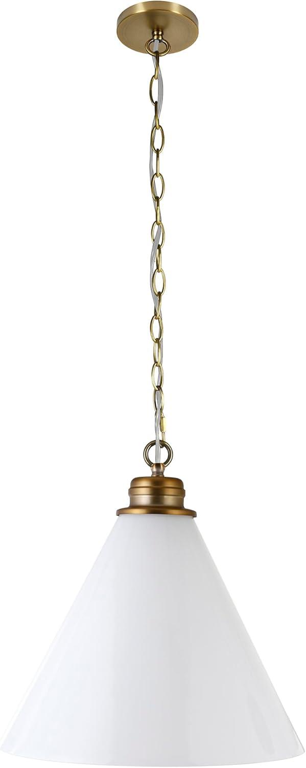 Henn&Hart 15" Brass Finish Metal/Glass Pendant