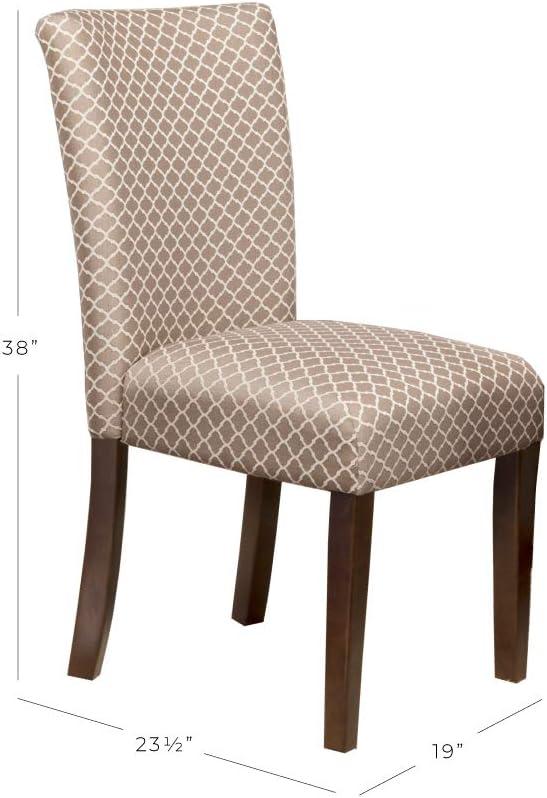 Brown Upholstered Parsons Side Chair with Wooden Legs, Set of 2