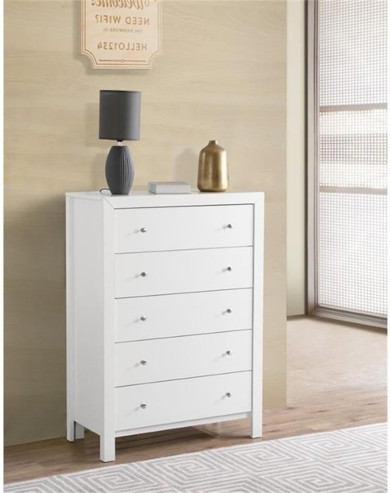 Glory Furniture Burlington 5 Drawer Chest in White