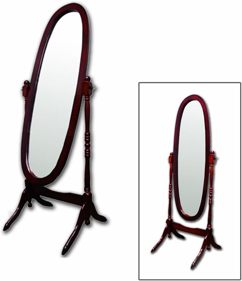 Cheval Mirror Ore International-Cherry: Oval Freestanding Wood Frame, 59" Height
