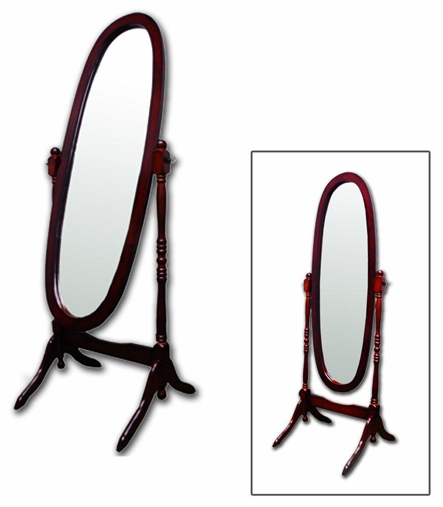 Cheval Mirror Ore International-Cherry: Oval Freestanding Wood Frame, 59" Height