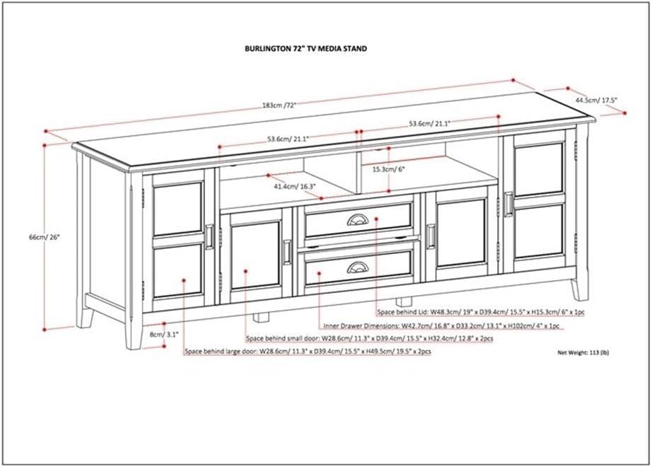 Simpli Home Burlington Wood 72" Transitional TV Media Stand in Gray For TVs up to 80"