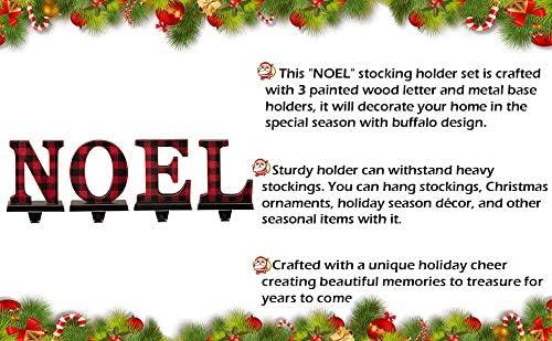 Glitzhome 6.75" H LED Light Gingerbread House Christmas Stocking Holder,Metal Xmas Hanging Hooks Stocking Hanger Battery Operated Stocking Holders for Fireplace Mantle Seasonal Decor