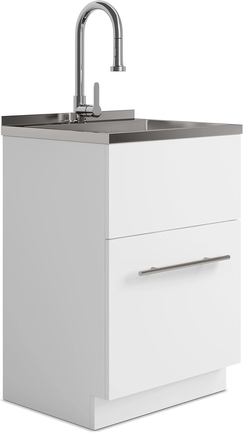 Metro 24 inch Laundry Cabinet with Faucet and Stainless Steel Sink