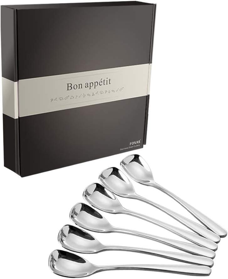 Set of 6 Silver Stainless Steel Dessert Spoons