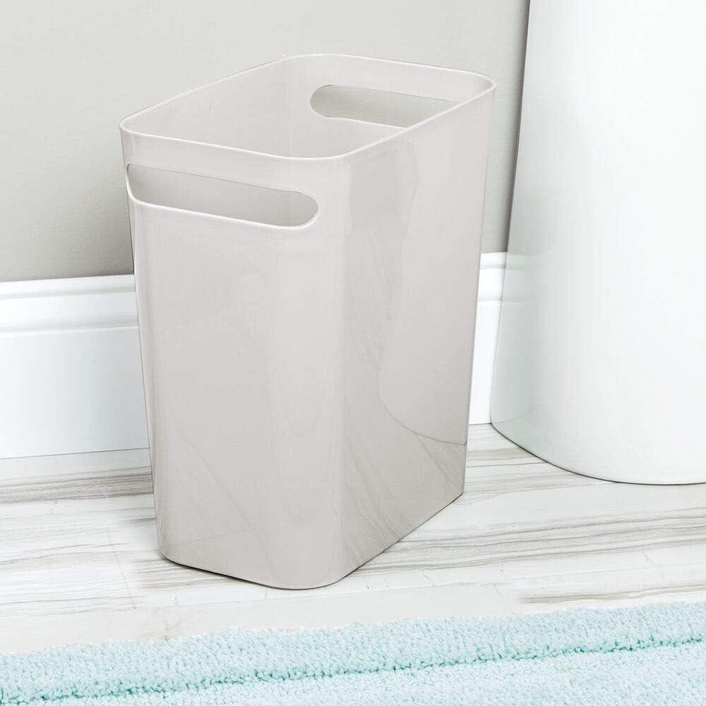 mDesign Plastic Slim Large 2.5 Gallon Trash Can Wastebasket - Light Gray