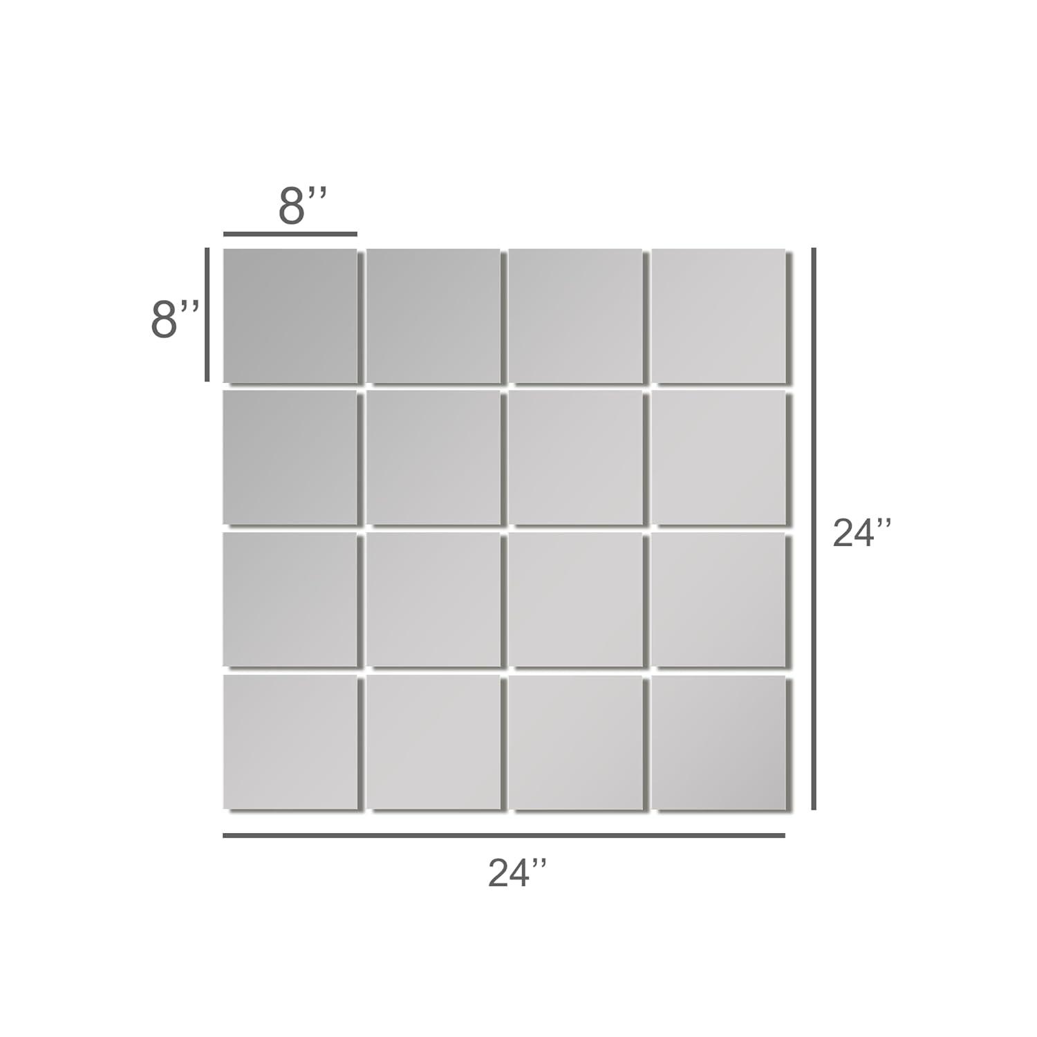 Delma Glass Full Length Wall Mirror Tiles, 14'' x 12'' 4PCS, Frameless Body Tiles for Bedroom, Mounted Home Gym, Door