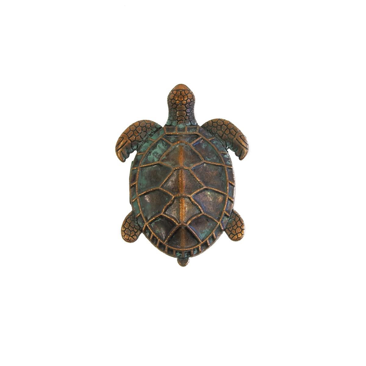 Verdigris Copper Sea Turtle Cabinet Door Dresser Drawer Pull Knob Kitchen Bathroom Nautical Hardware Ocean Decor