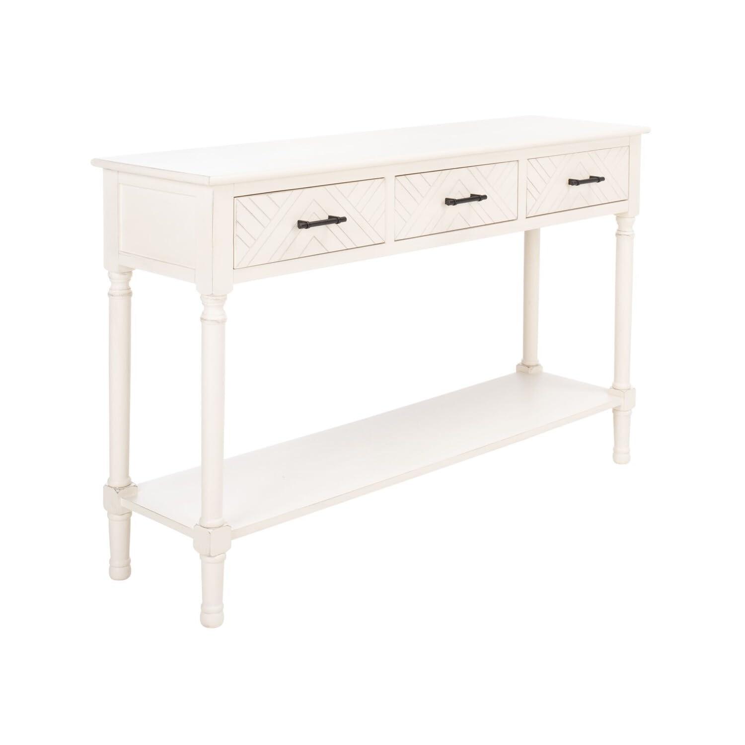 Peyton 3 Drawer Console Table - Distressed White - Safavieh