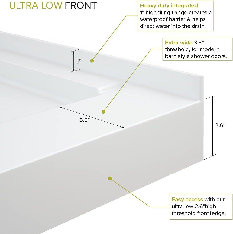 White 36'' x 36'' Low Threshold Square Shower Base