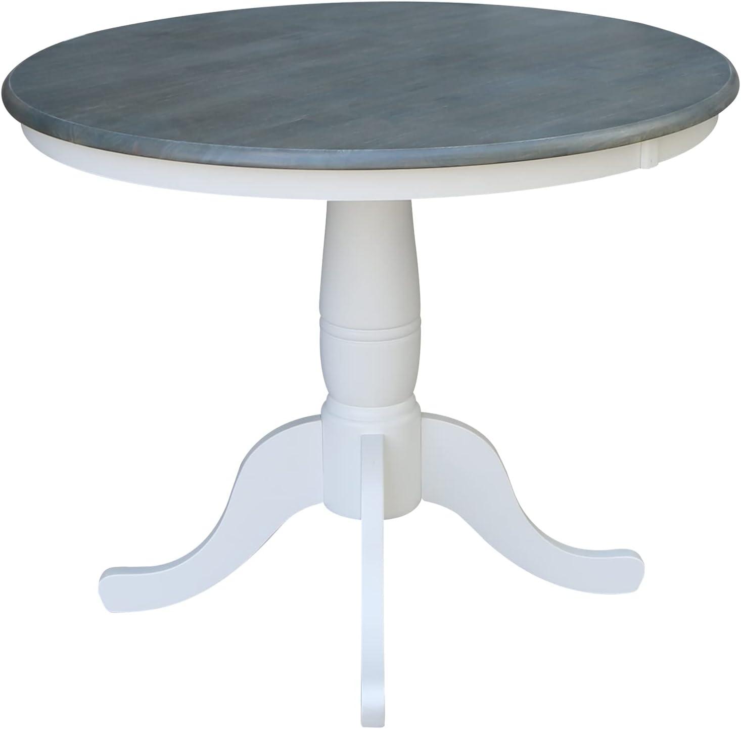 International Concepts 36 inches Round Top Pedestal Table - Dining Height - White/Heather Gray