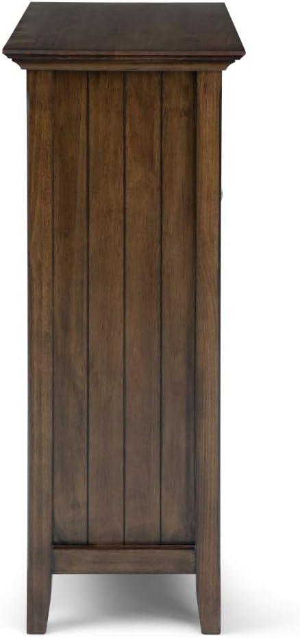 Simpli Home Bedford 39"W Solid Wood 4-Shelf Medium Storage Cabinet with Glass Doors and Adjustable Shelves