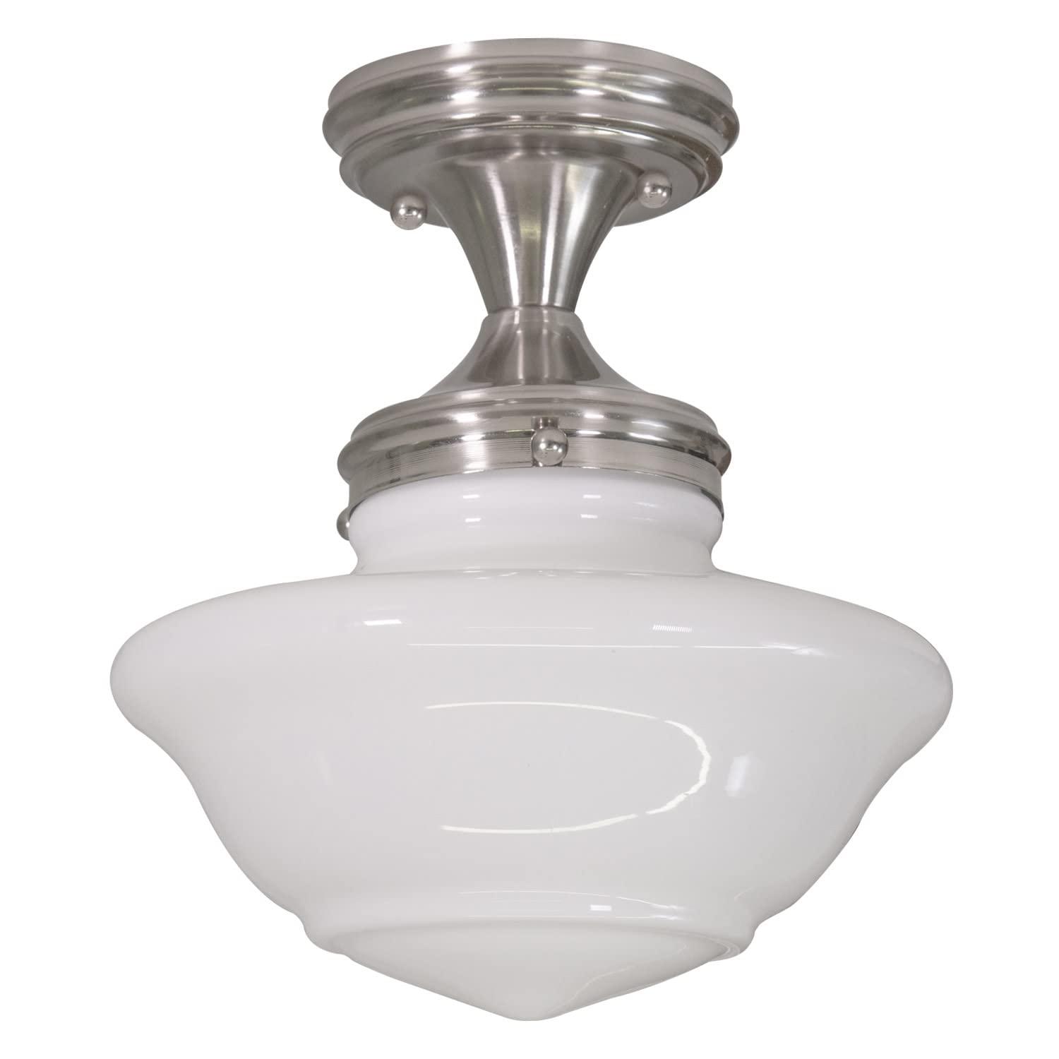 Design House Schoolhouse 9" Semi-Flush Mount Ceiling Light, Satin Nickel