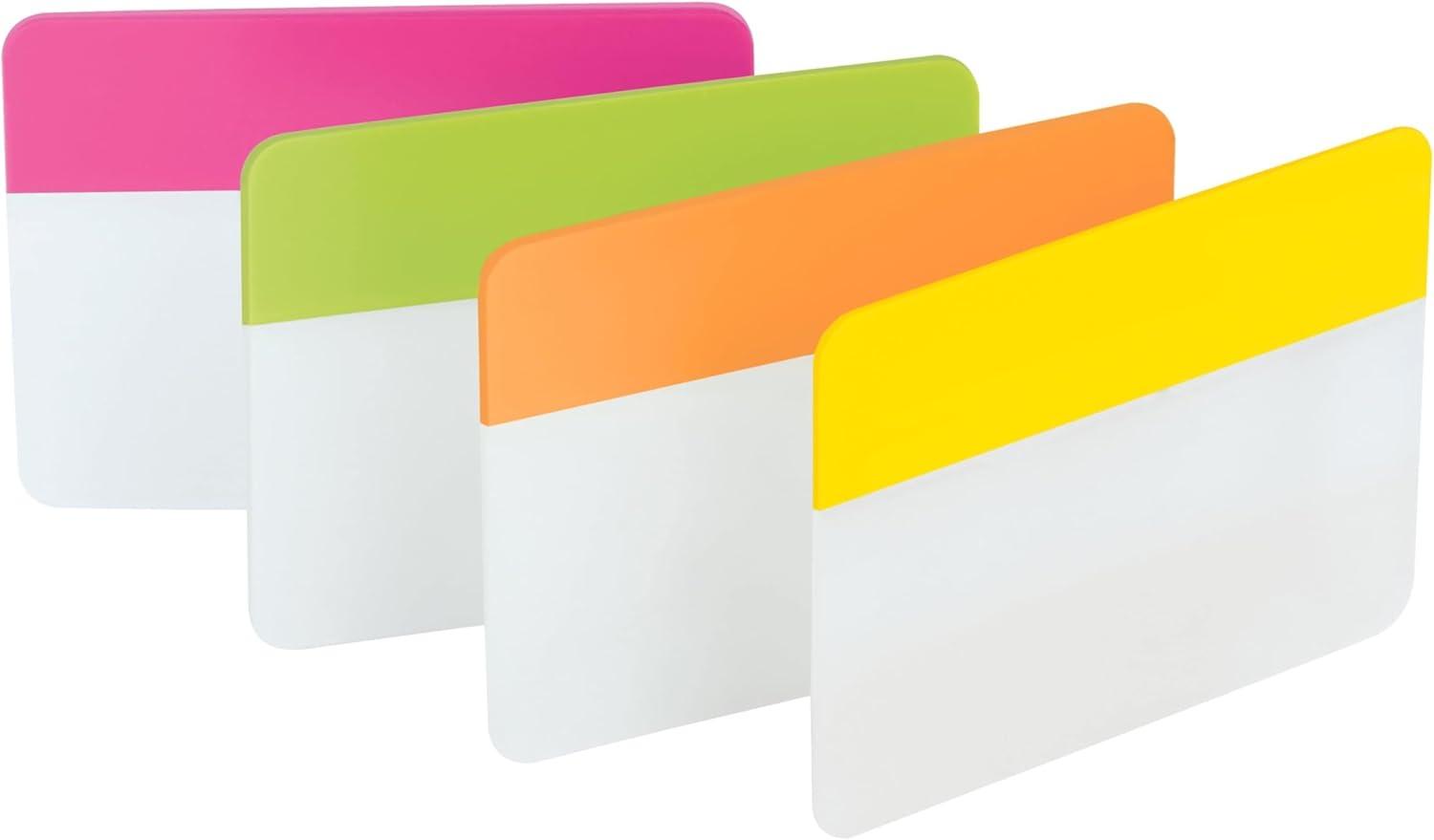 Post-it File Tabs 2 x 1 1/2 Solid Flat Assorted Bright 24/Pack 686PLOY