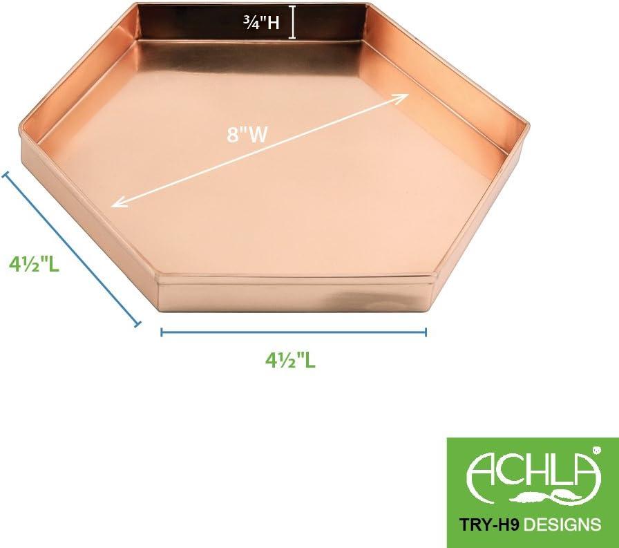 9" 3pc Decorative Hexagonal Stainless Steel Trays Copper Plated Finish - ACHLA Designs: Handmade, Rolled Edges, Indoor/Outdoor Use
