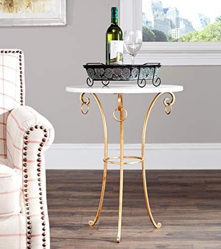 Tamara Ringed Round Top Gold Accent Table - Gold/White - Safavieh.