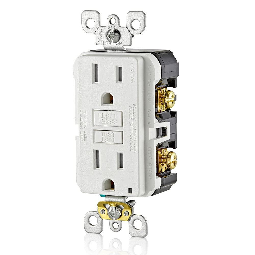 White Tamper-Resistant GFCI Outlet with Wall Plate and LED Indicator