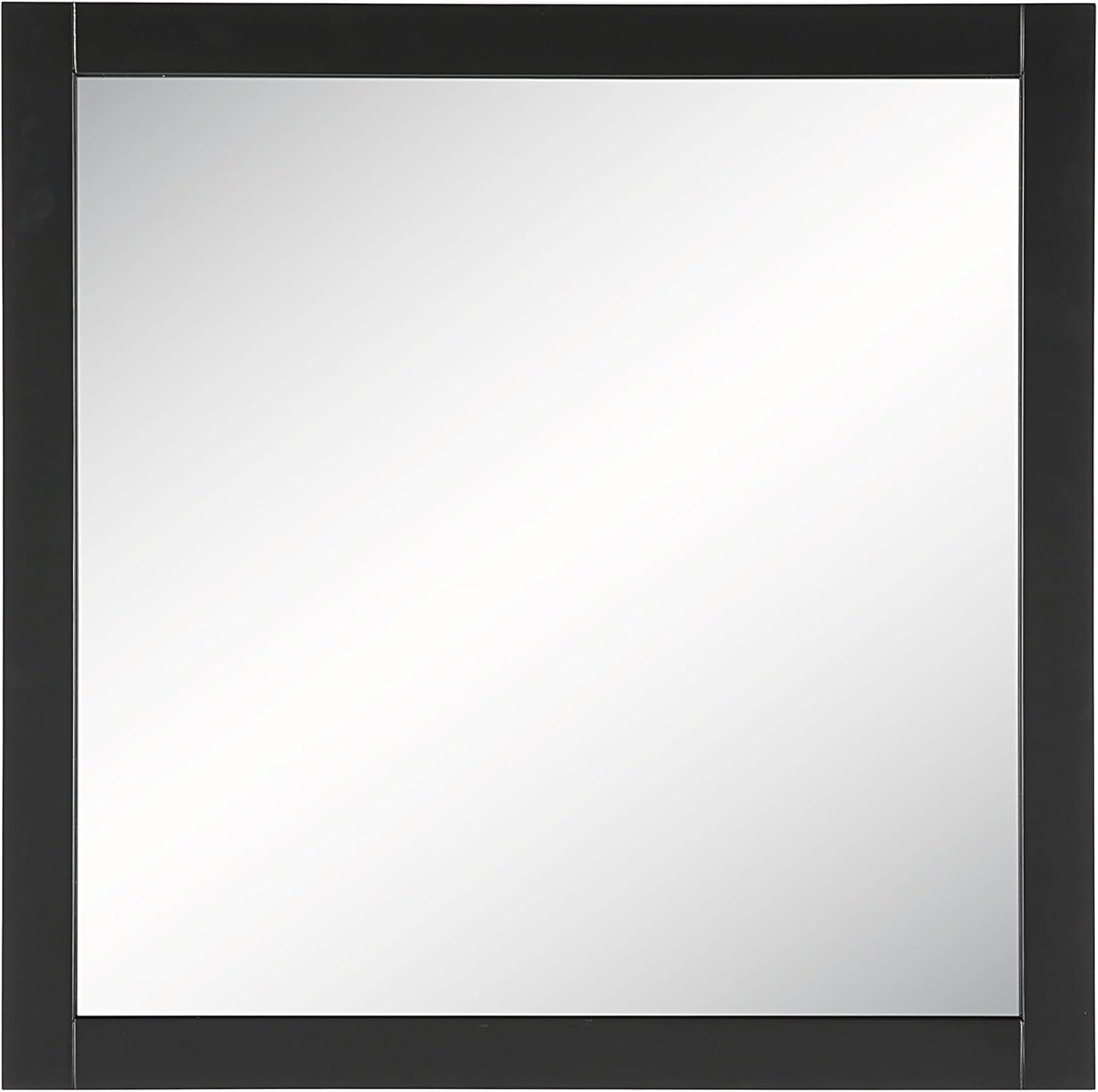 Shorewood Square Bathroom Mirror, 30" H x 30" L, Soft Matte Black, Solid Wood Framed, Decorative Vanity or Entryway Accent – Design House, 589655