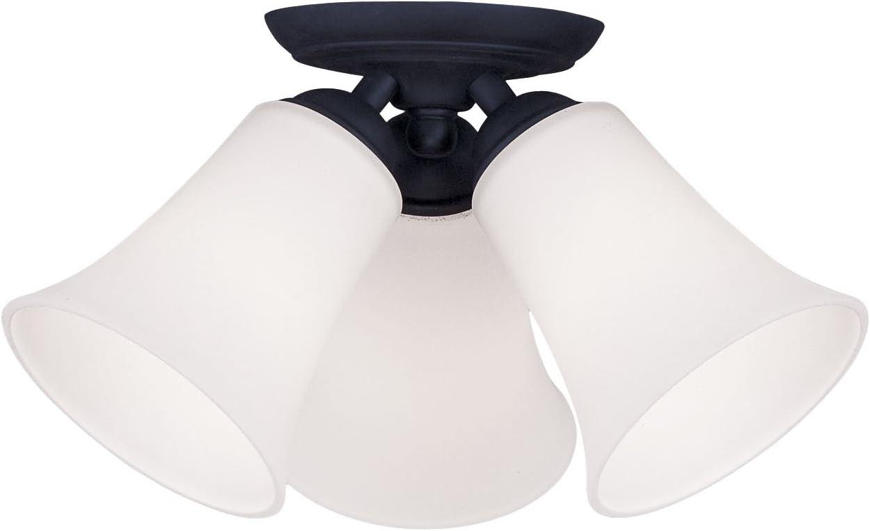 Ridgedale Satin Opal 3-Light Black Flush Mount Ceiling Fixture