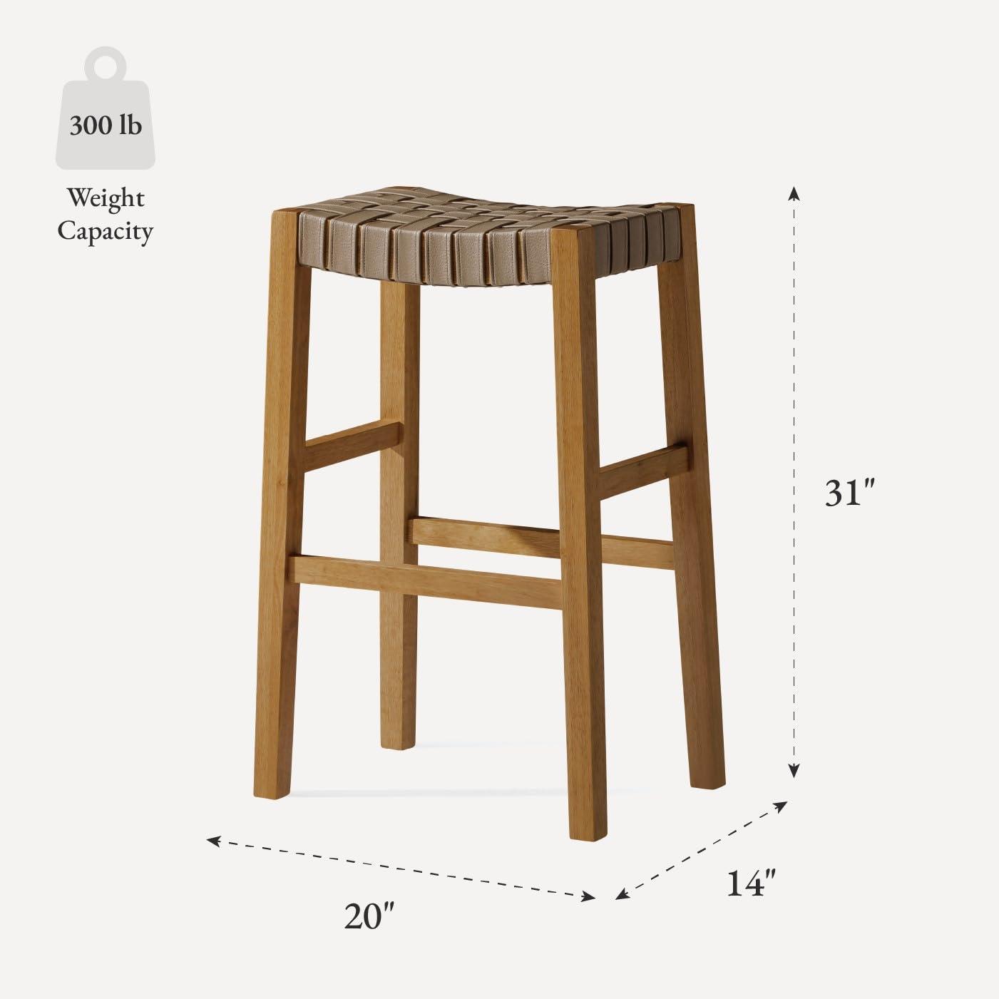 Maven Lane Maven Lane Emerson Kitchen Stool with Vegan Leather Upholstery