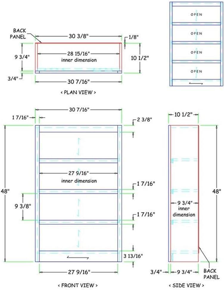 Concepts in Wood  Single Wide Bookcase, 4 Shelves Espresso Espresso Finish