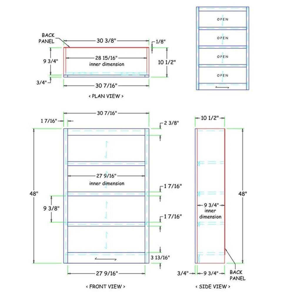Concepts In Wood  Single Wide Bookcase- Espresso Finish 4 Shelves
