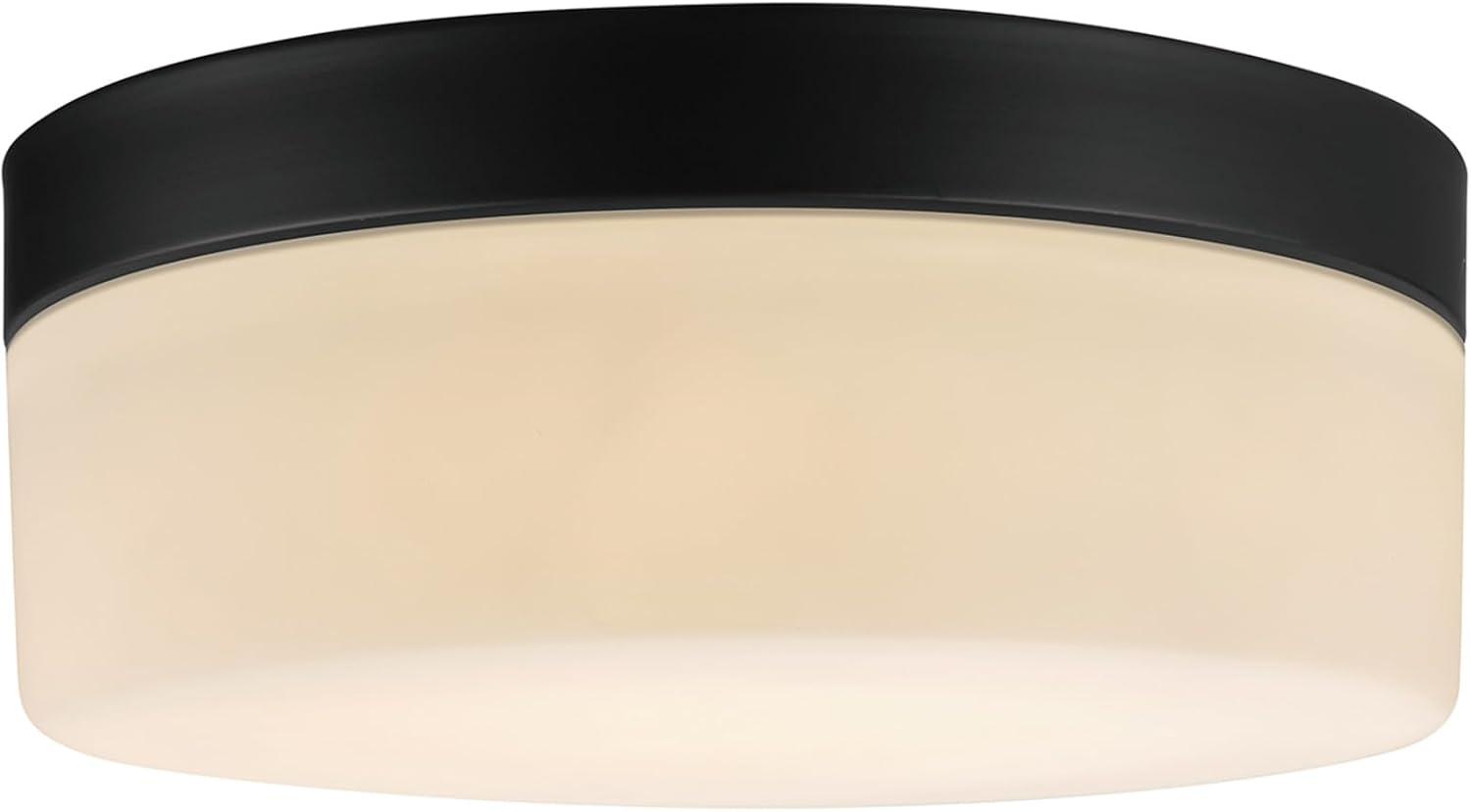 Globe Electric Mark 23-Watt Black LED Integrated Outdoor Flush Mount Ceiling Light with Frosted Glass Shade, 44658