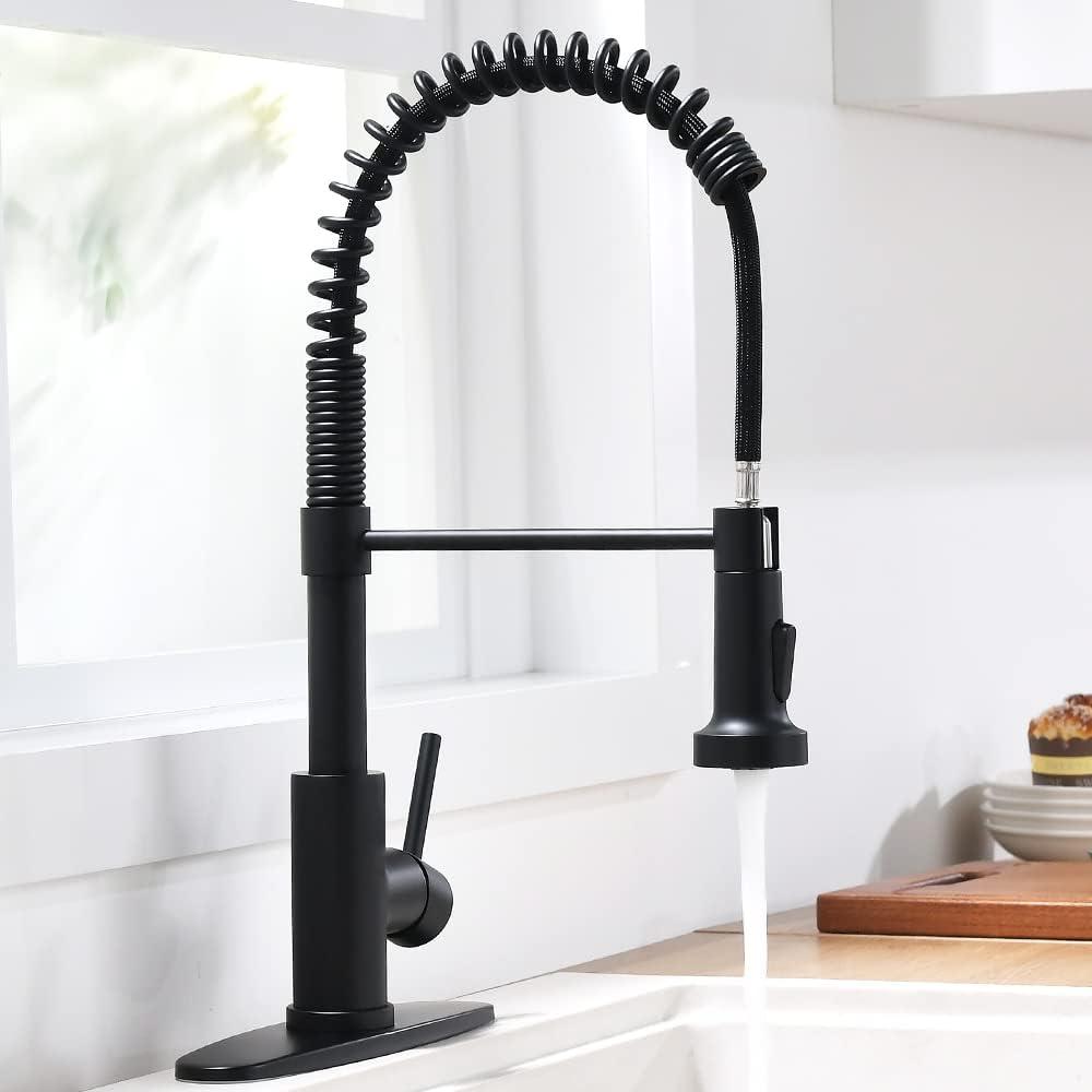 Black Stainless Steel Kitchen Faucet with Pull-out Spray