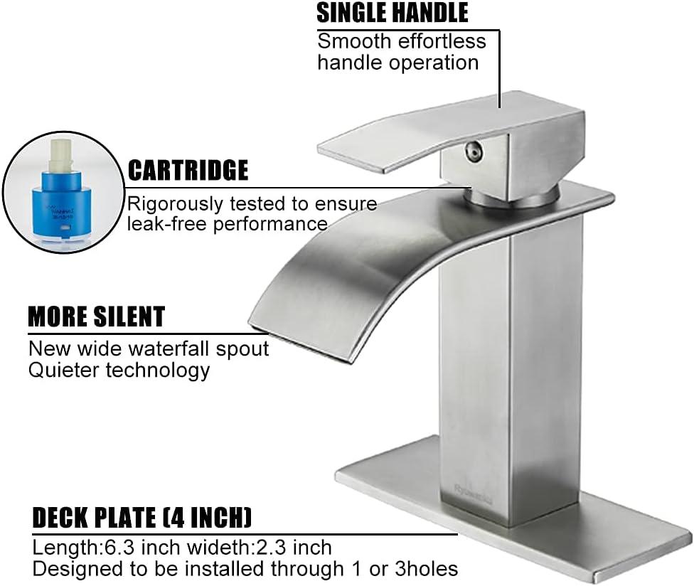 Bathroom Faucet, Single Handle Bathroom Faucets for 1 or 3 Hole Bathroom Sink Faucet