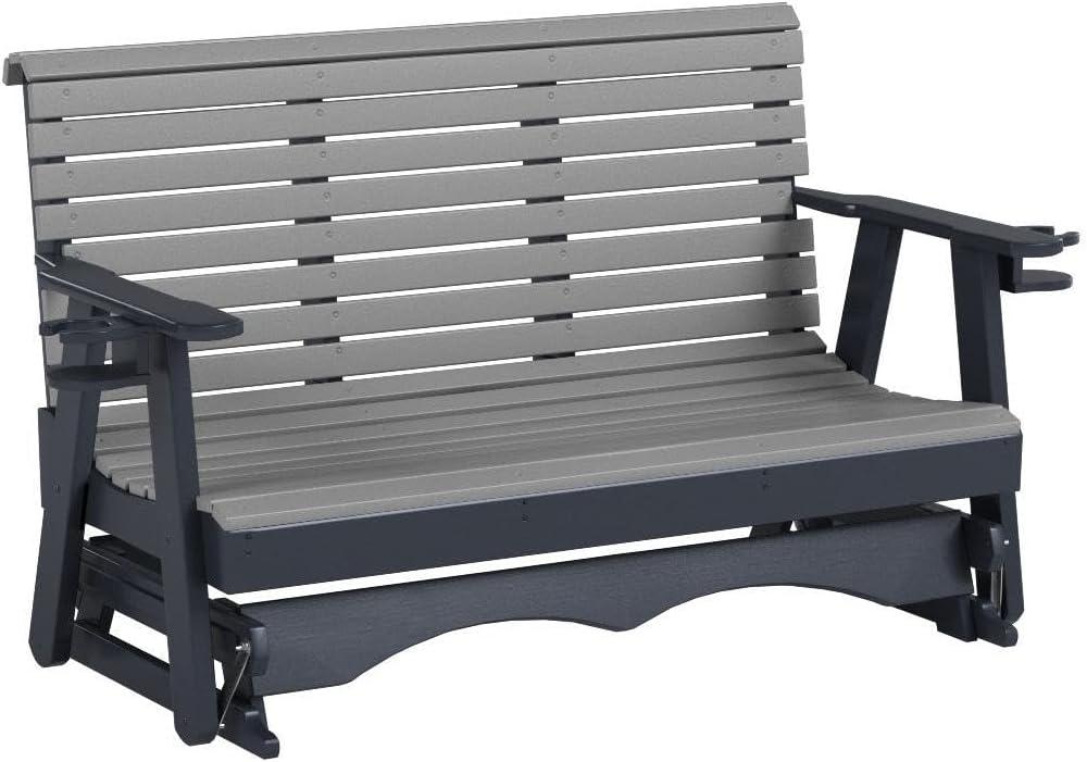 Dark Gray Poly Lumber 5-Foot Porch Glider with Cupholders