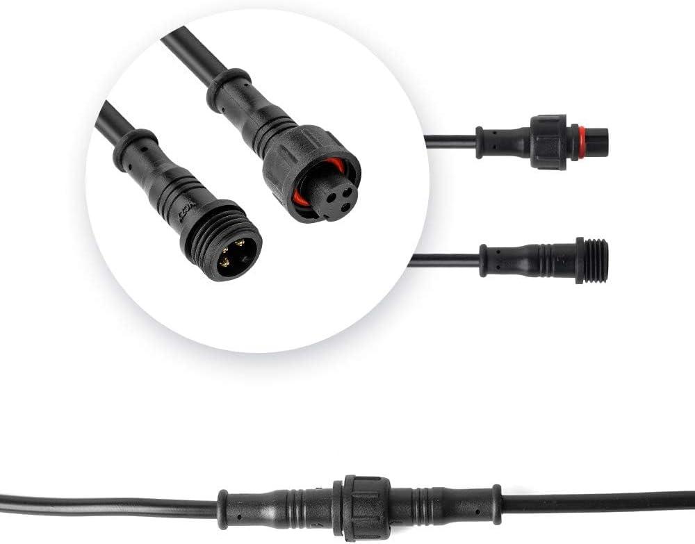 BTF-LIGHTING 3 Pin Electrical Connector 22AWG IP65 Male Female Connector 7.87in/20cm Extension Cable for Car,Truck,Boat,Indoor/Outdoor LED Strip Lights/String 15mm Nut Small Size 5 Pairs