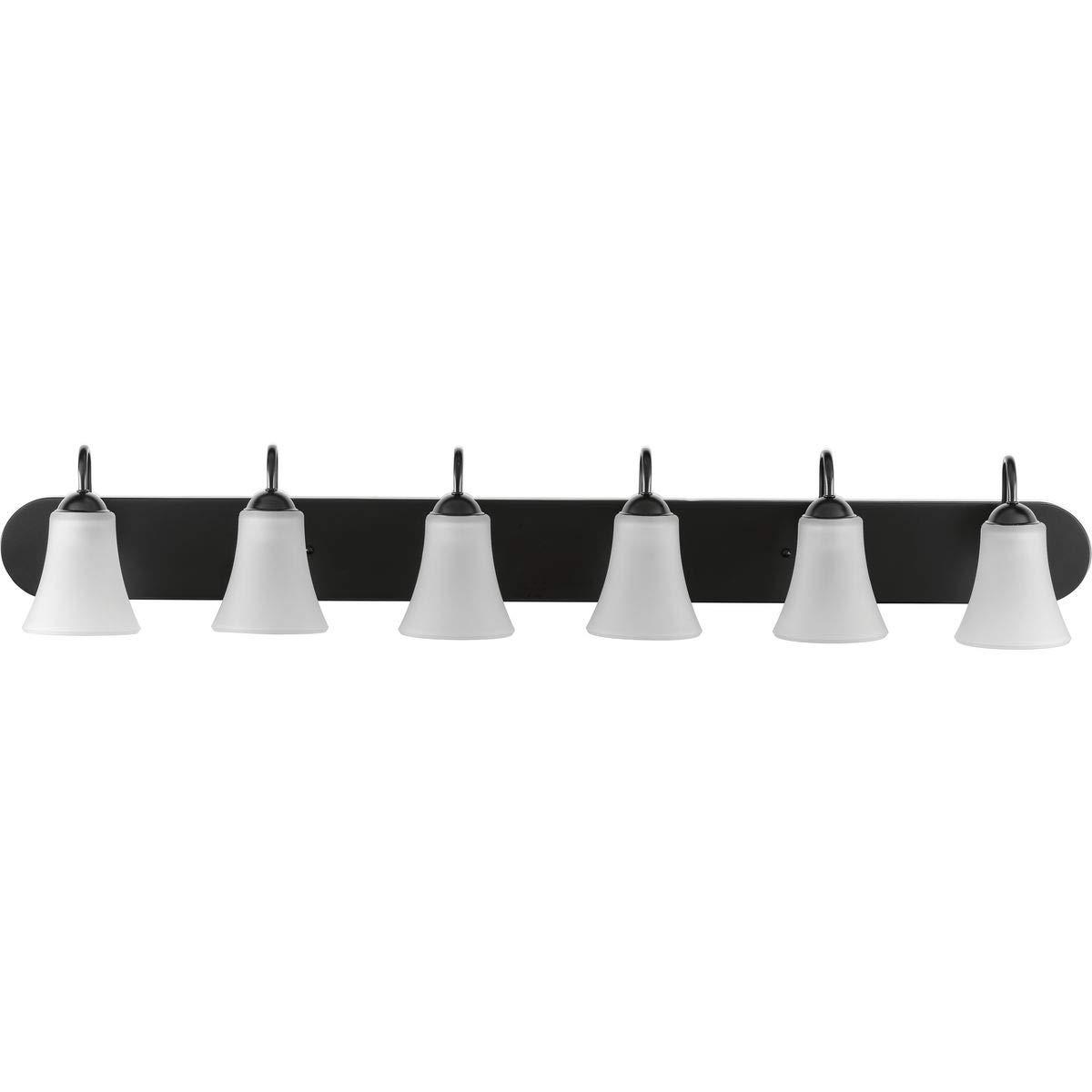 Progress Lighting Classic 6-Light Bath Wall Light, Brushed Nickel, Etched Glass Shades
