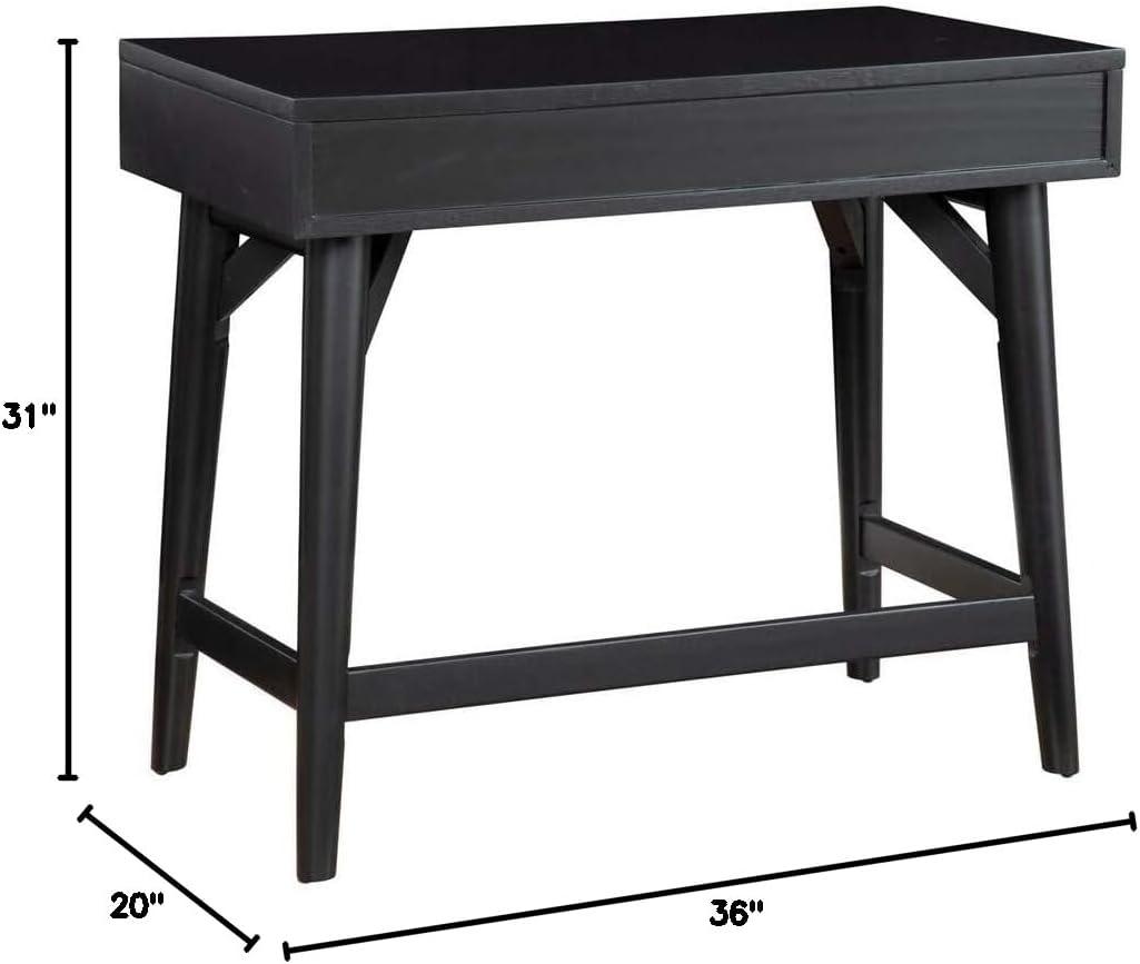 Alpine Furniture Flynn Large Wood 3 Drawer Desk in Black