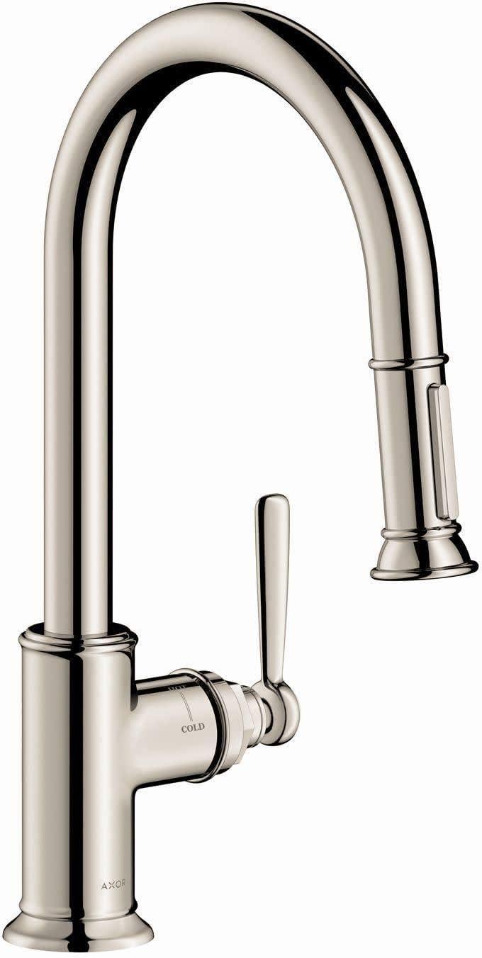 Classic Nickel Pull-Out Spray Kitchen Faucet with High Arc