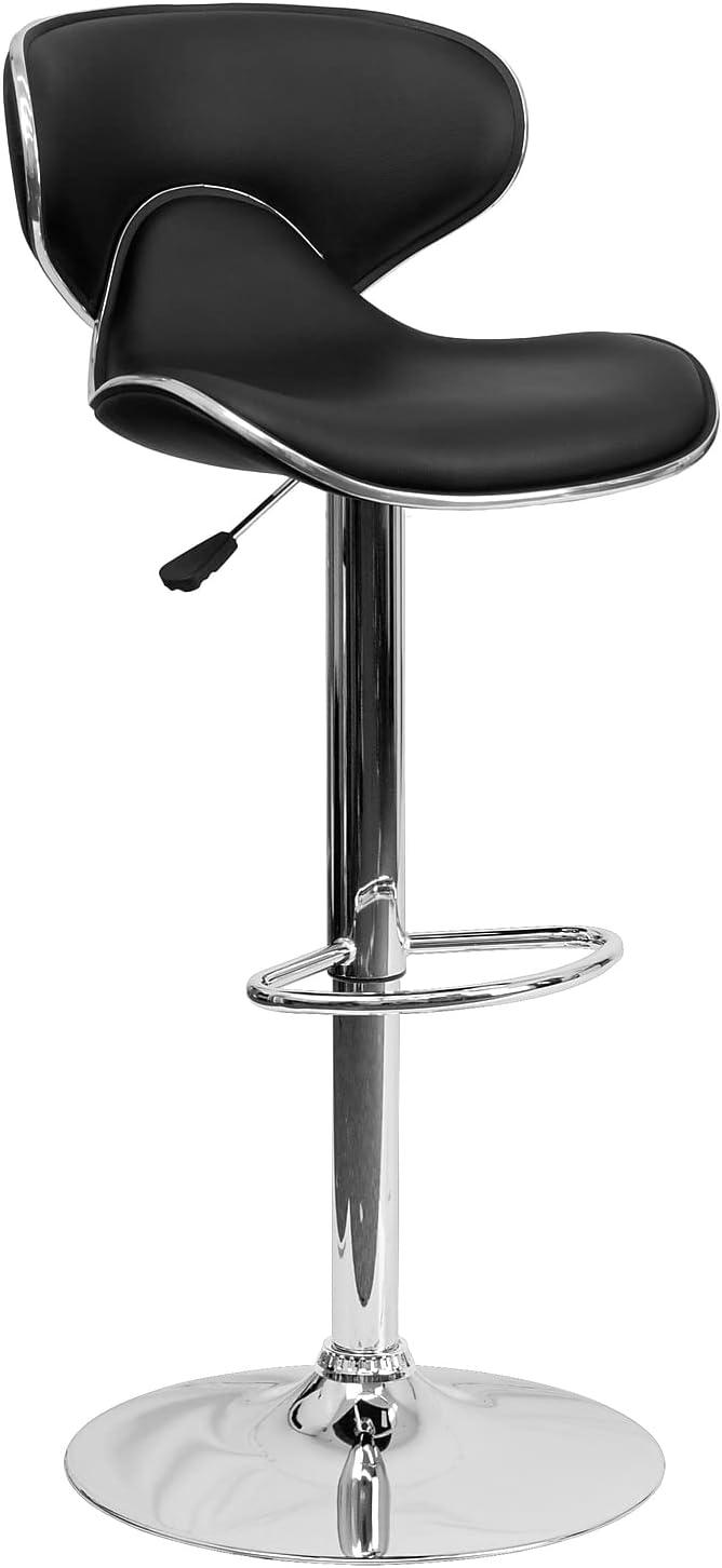 Flash Furniture Contemporary Cozy Mid-Back Vinyl Adjustable Height Barstool with Chrome Base