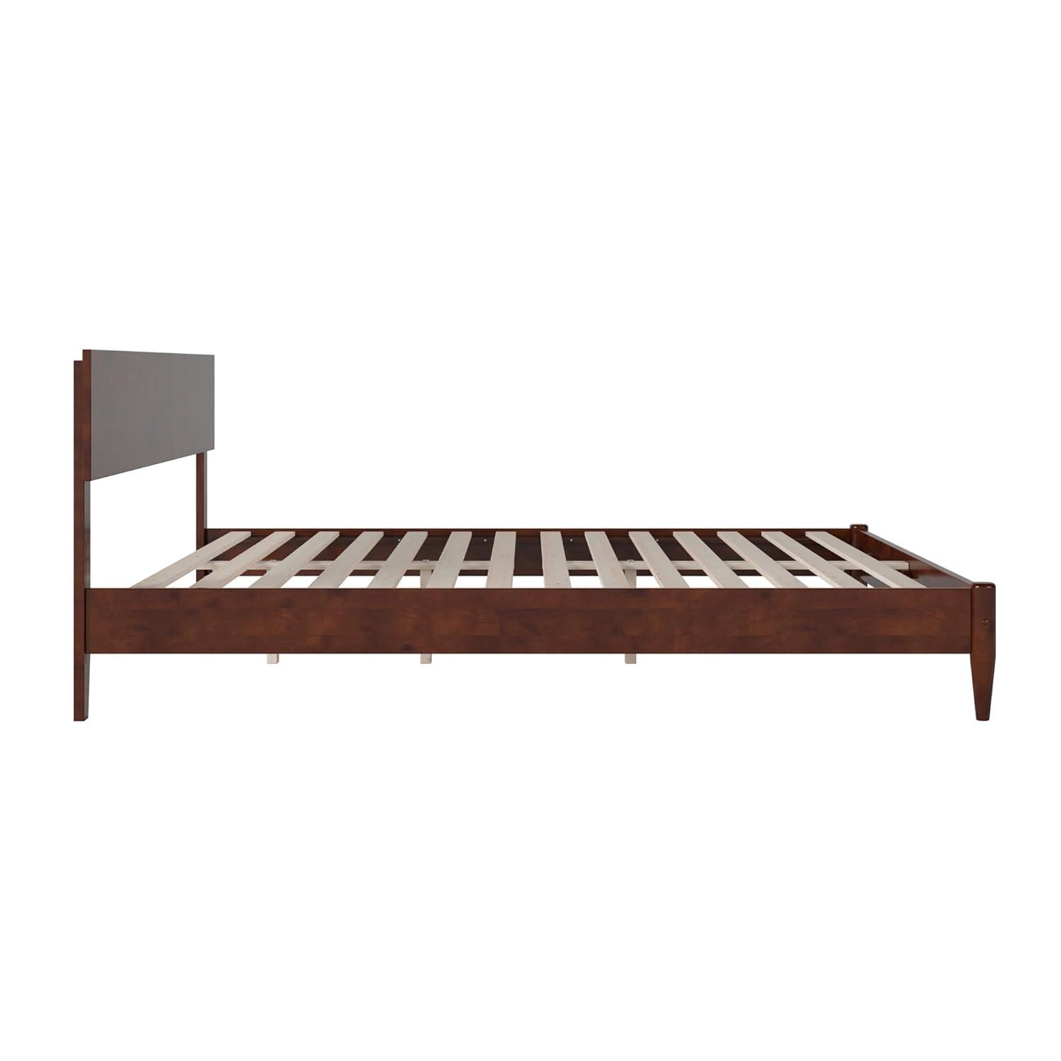 AFI Aria King Modern Solid Wood Low Profile Platform Bed, Walnut