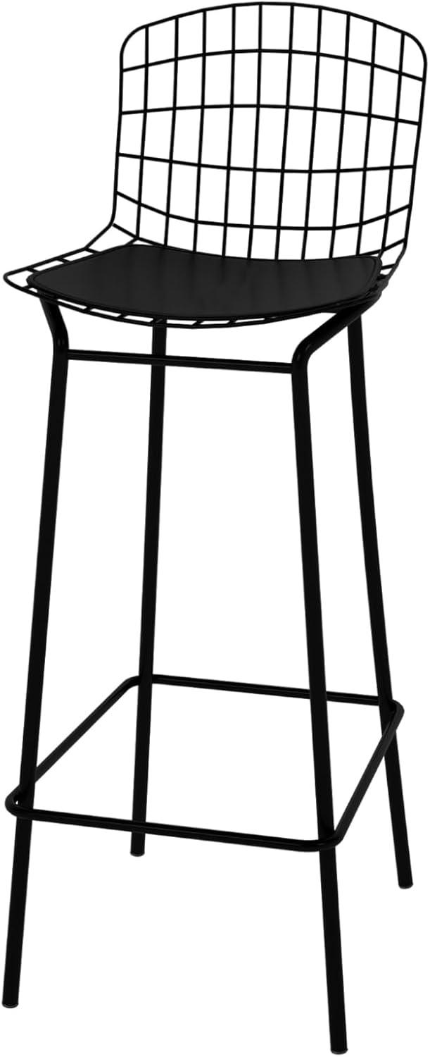 Madeline 41.73" Barstool with Seat Cushion in Black