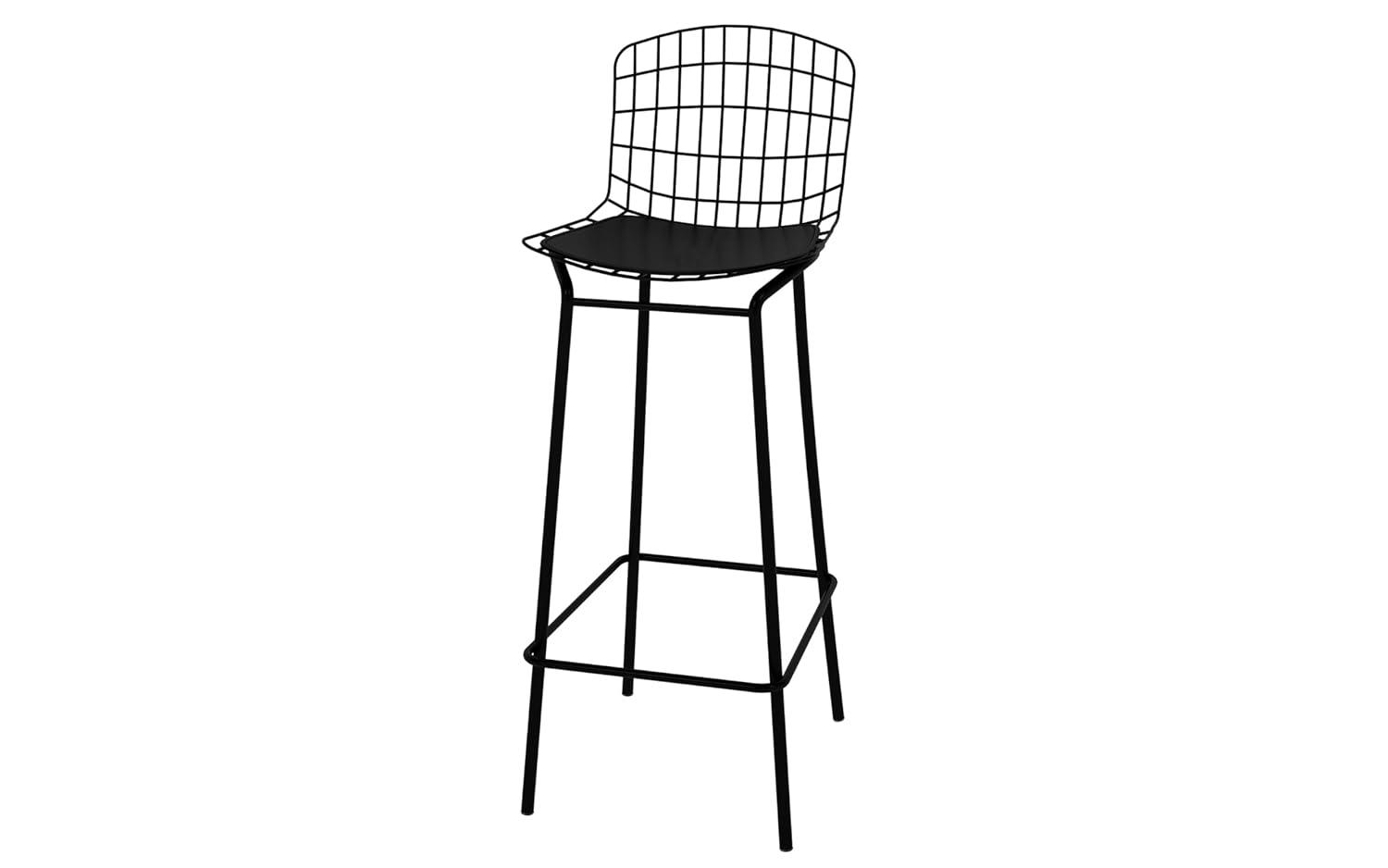 Madeline 41.73" Barstool with Seat Cushion in Black