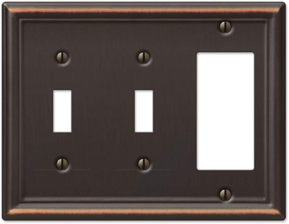 Amerelle 149TTRDB Chelsea Wallplate, 2 Toggle / 1 Rocker GFCI, Steel, Aged Bronze, 1-Pack