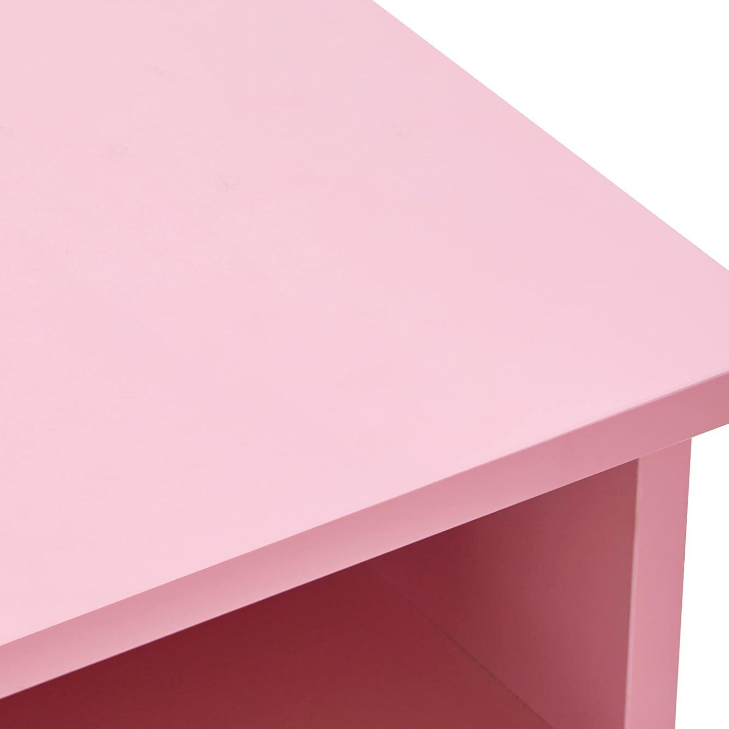 BarberPub Rectangular Manicure Table, Pink Nail Desk Storage Equipment with Drawer, 2671