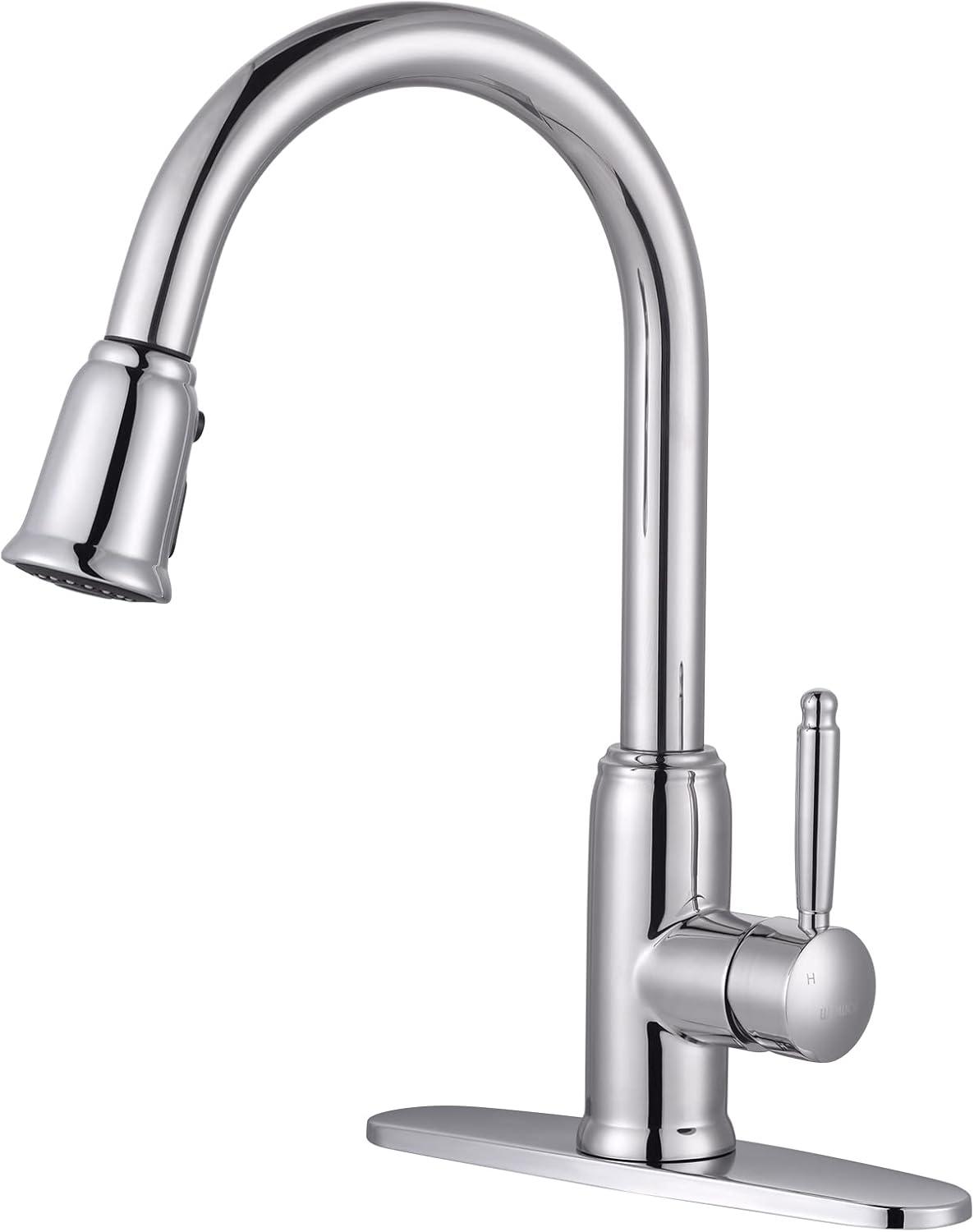 WOWOW Single-Handle Pull-Down Sprayer Kitchen Faucet