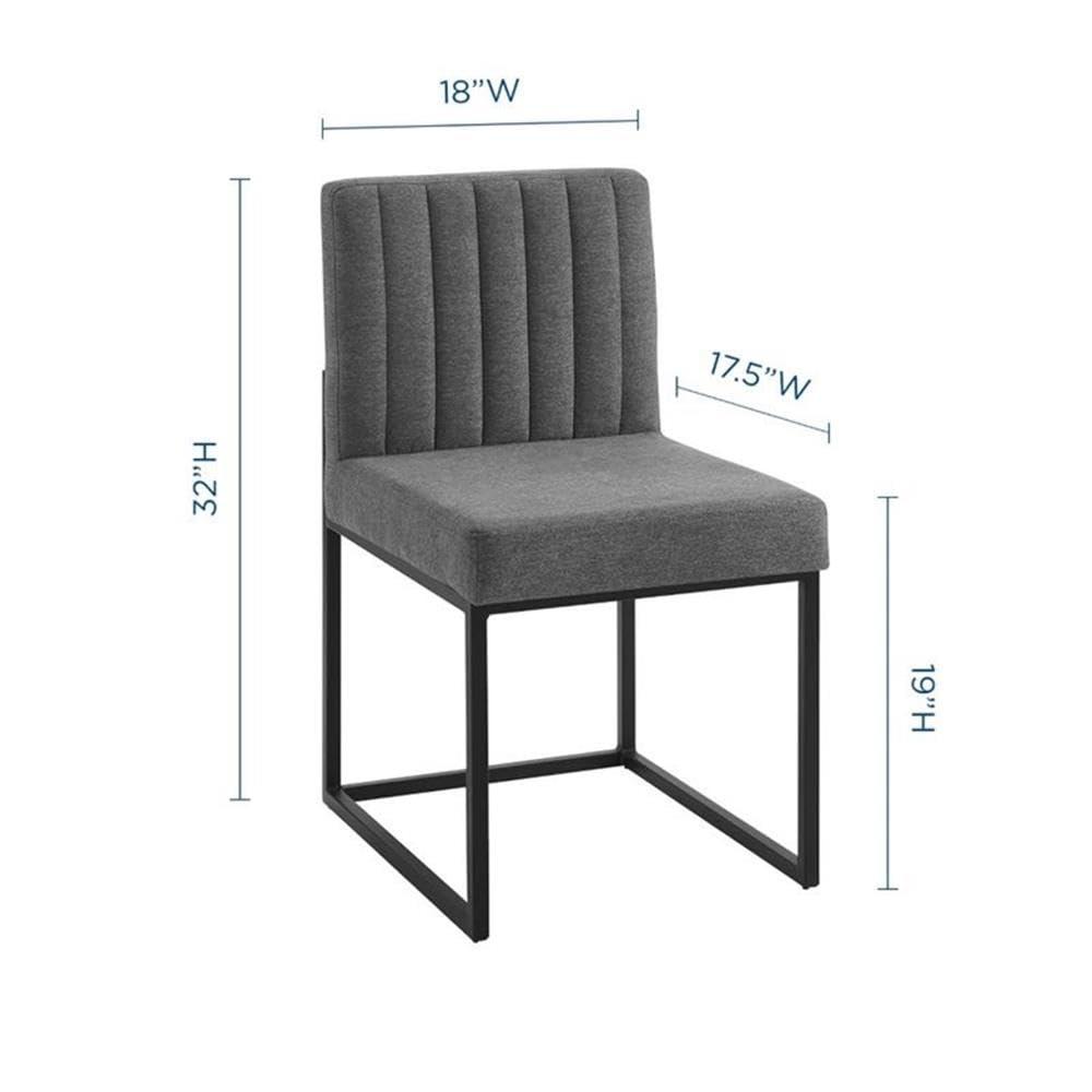 Modway Carriage Channel Tufted Sled Base Upholstered Fabric Dining Chair