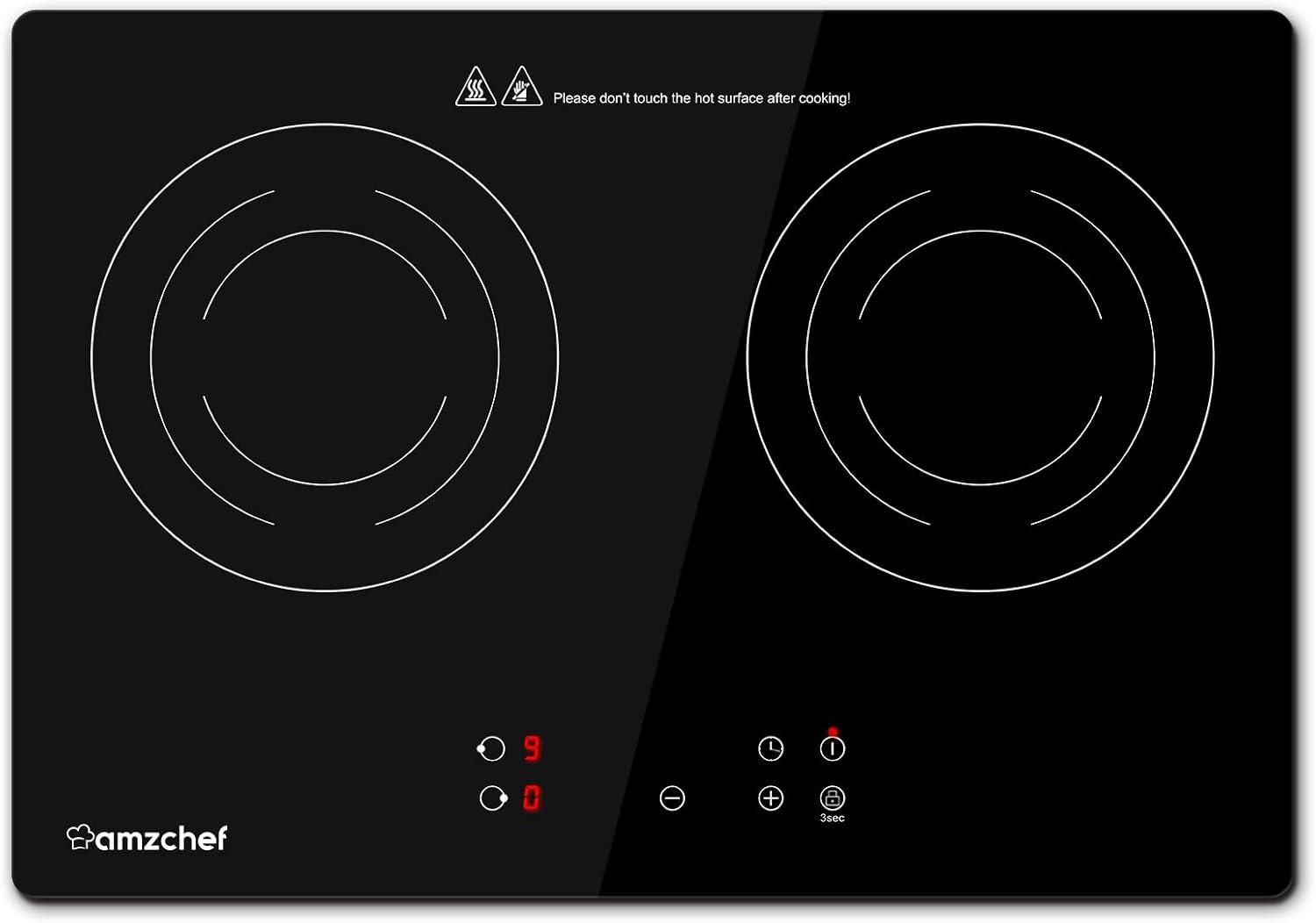 Black Ceramic 21" Dual Induction Cooktop with Digital Controls