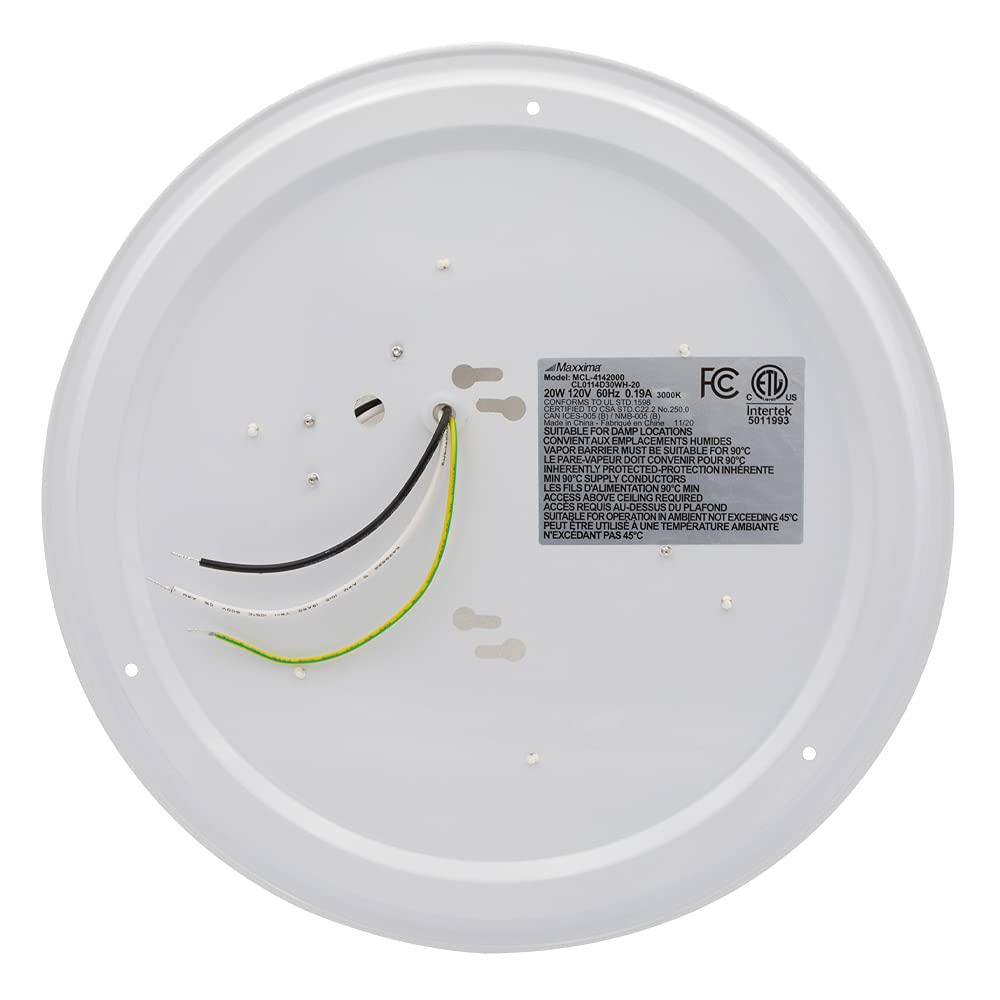 Maxxima 14 in. LED Flush Mount Ceiling Mushroom Light Fixture - Indoor Dimmable Dome Light, 3000K Warm White, 1600 Lumens, Ideal for Bedroom, Kitchen, and Entryway