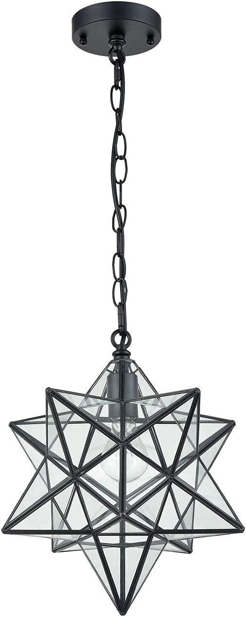 14'' Moravian Star Pendant Light Clear Glass Shade Hanging Star Lights on Chain