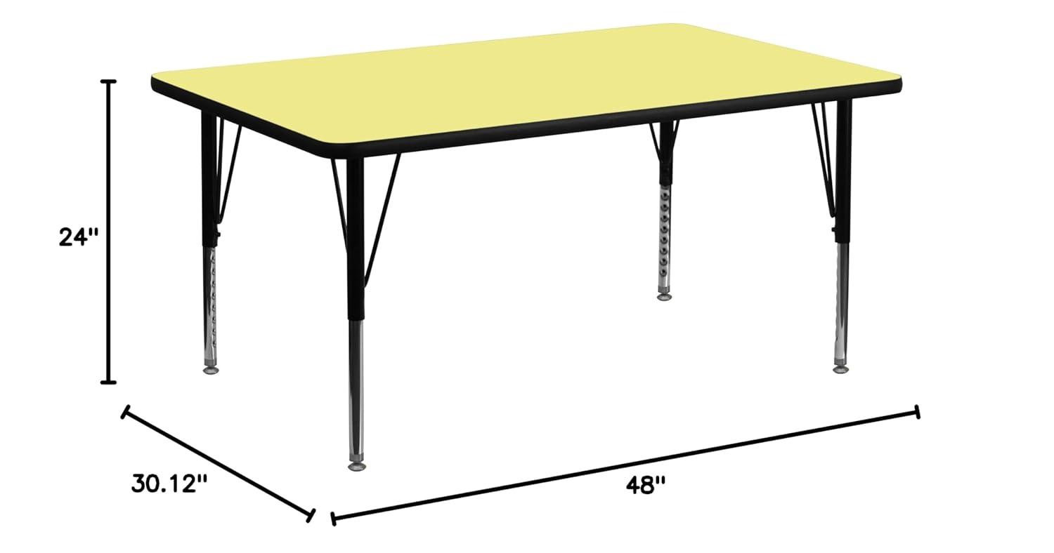 Goddard 24''W x 48''L Rectangular HP Laminate Activity Table - Adjustable Legs