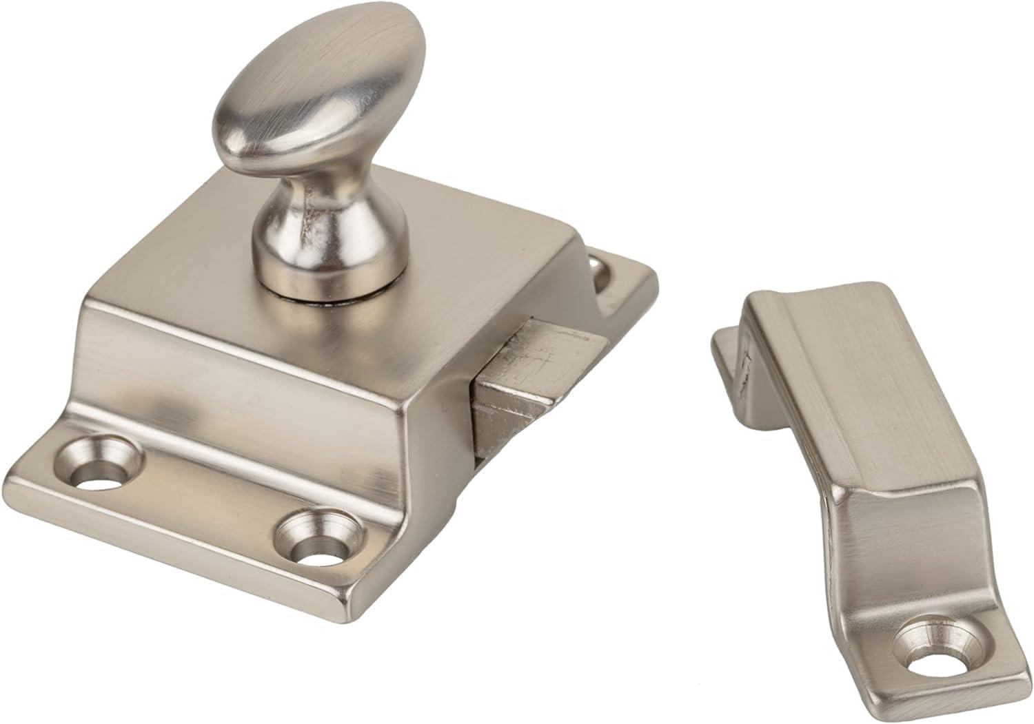 Small Brushed Nickel Oval Turn Cabinet Latch