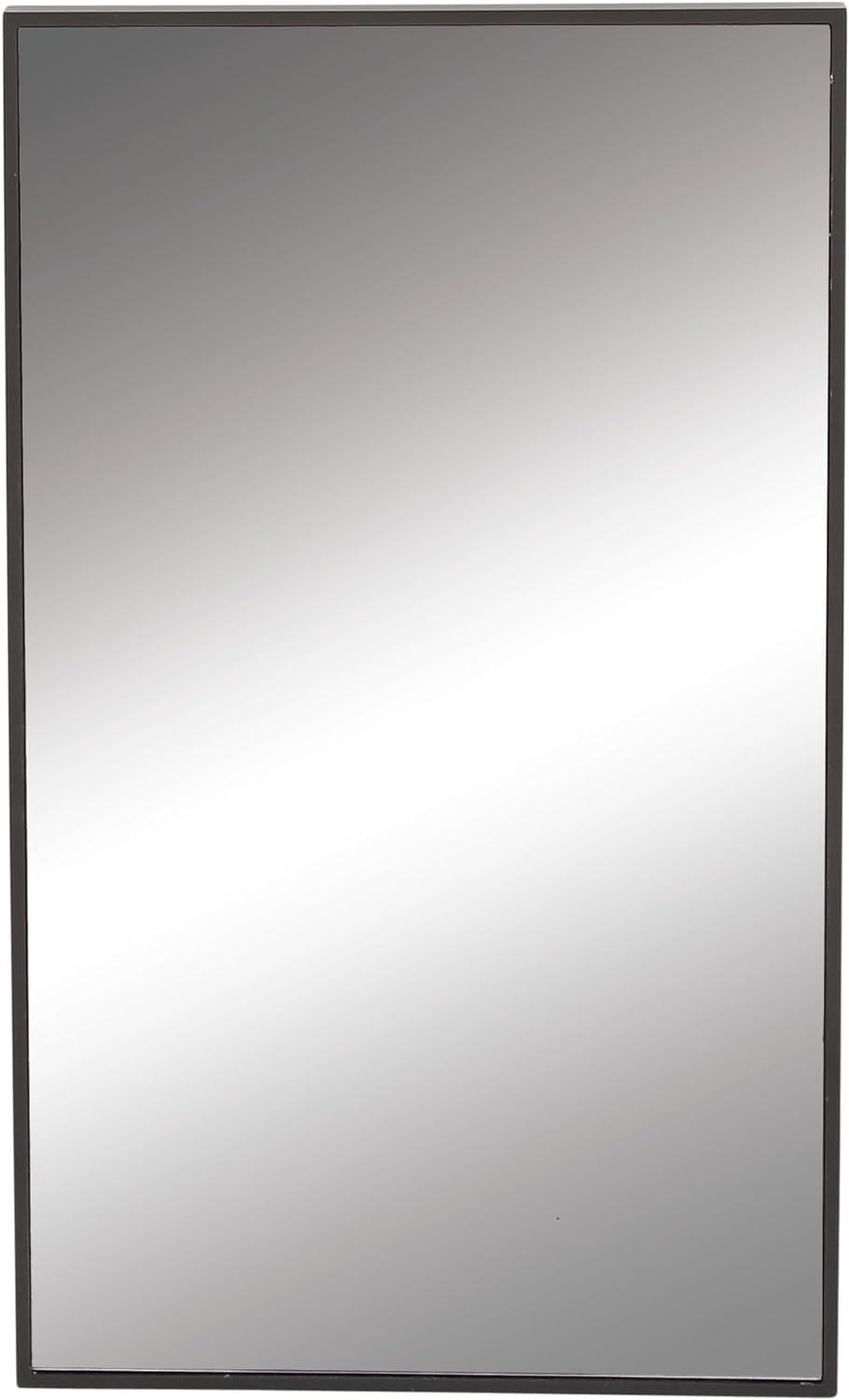 DecMode Contemporary Rectangular Black Wood Wall Mirror, 18"W x 32"H