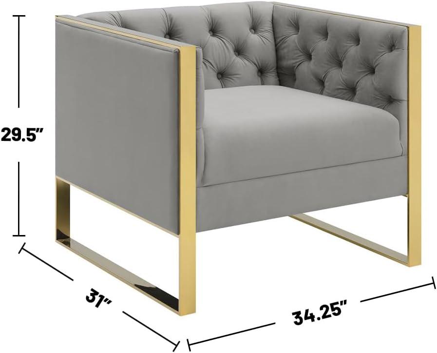 Eastbrook Gray Velvet Tufted Stationary Accent Chair